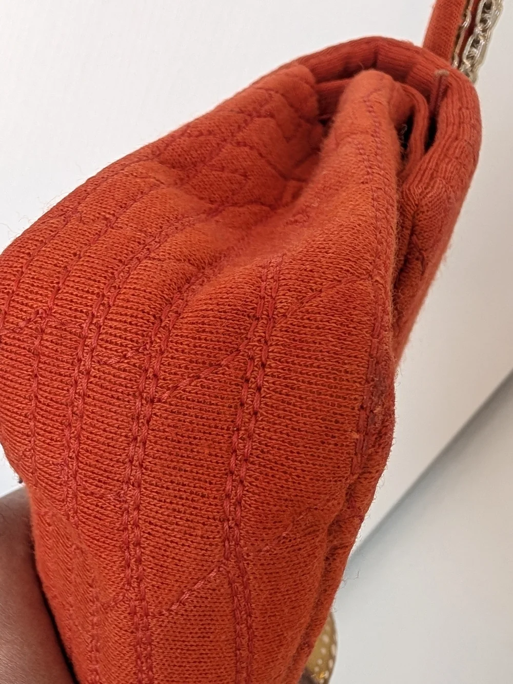 Chanel 2.55 Reissue Orange Jersey Crocodile Effect Stitching Small Double Flap.